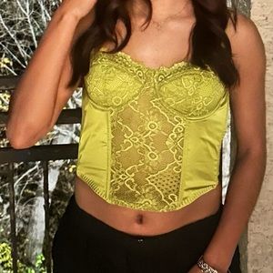 Green lace corset top